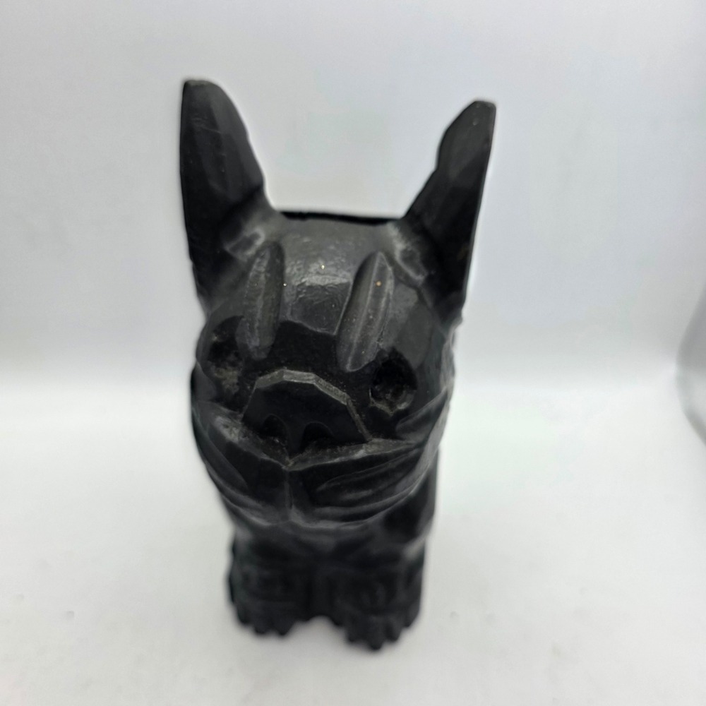Vintage Japanese Warui Neko Bad Cat Carved Wood Wall Pocket Black Folk Art